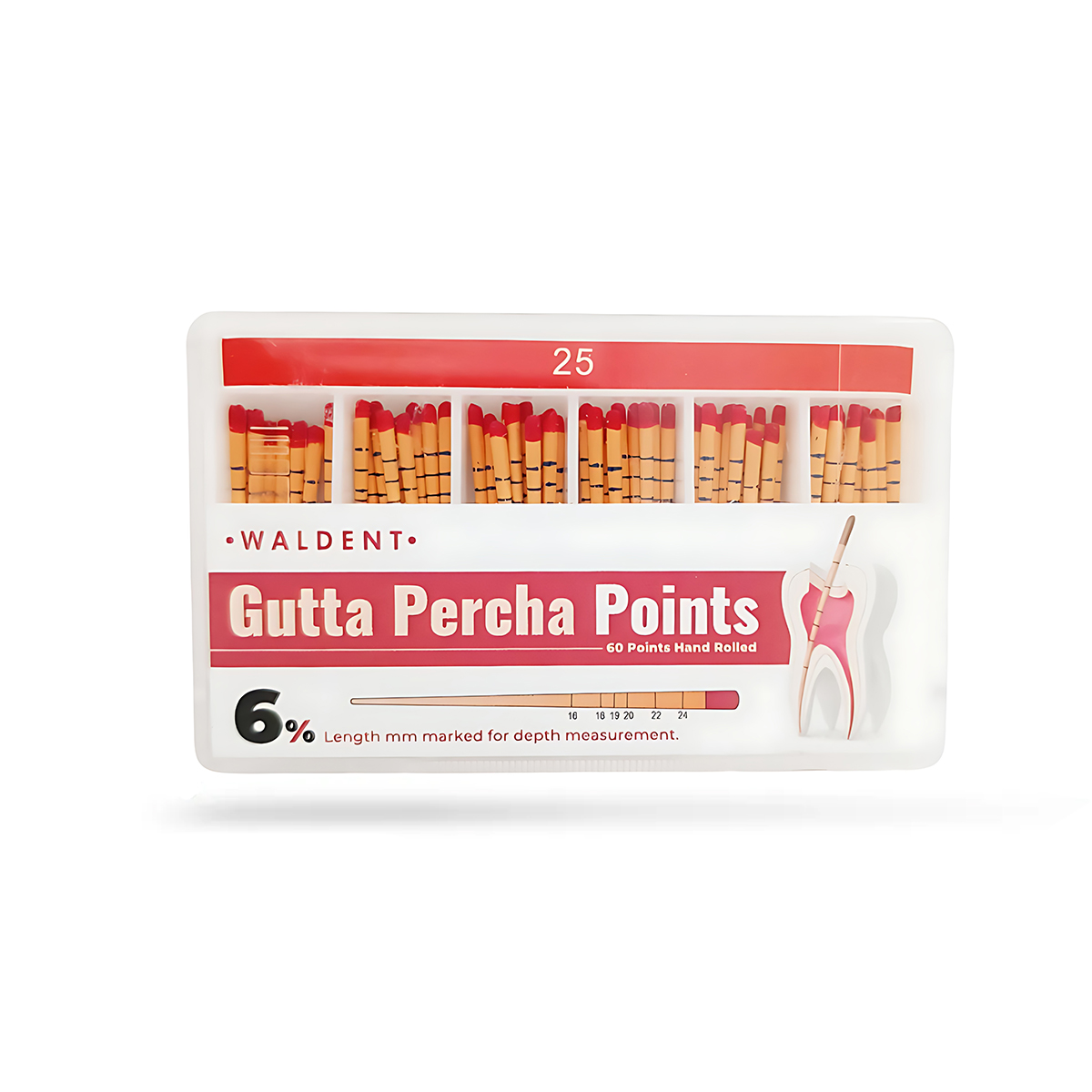 Waldent Gutta Percha Points 6% (Length Marked) #25