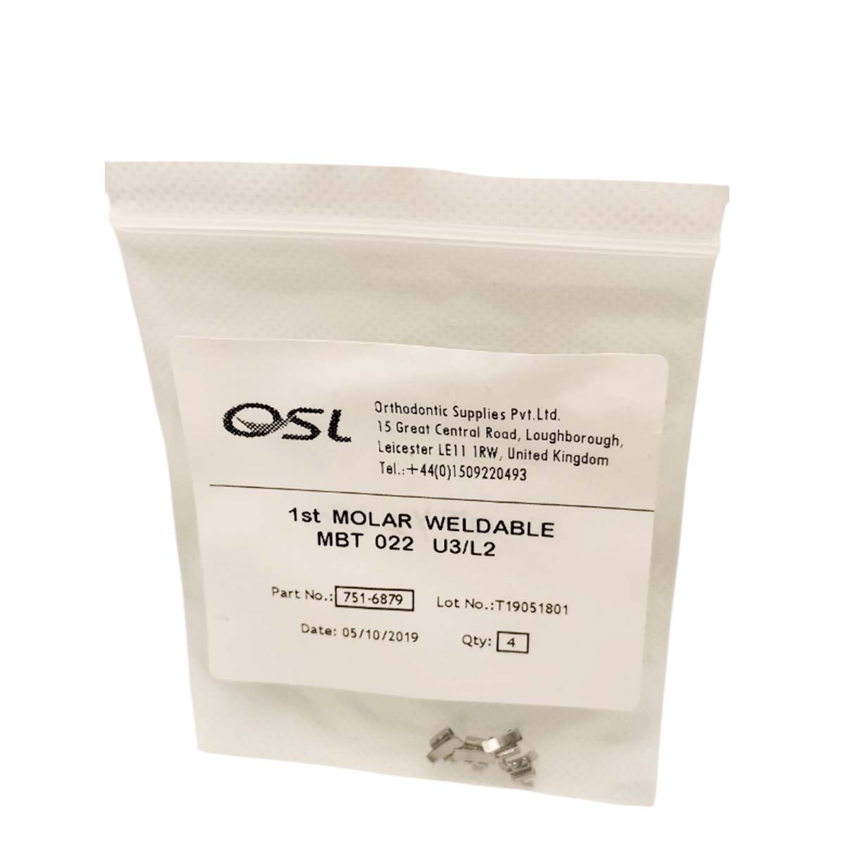 OSL 1st Molar Weldable Buccal Tubes MBT 0.022 (Pack Of 4)