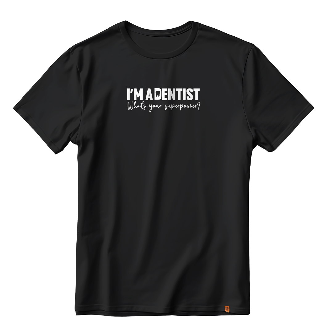 DentiCrew Round Neck Cotton T-Shirt Black - I am Dentist (S)