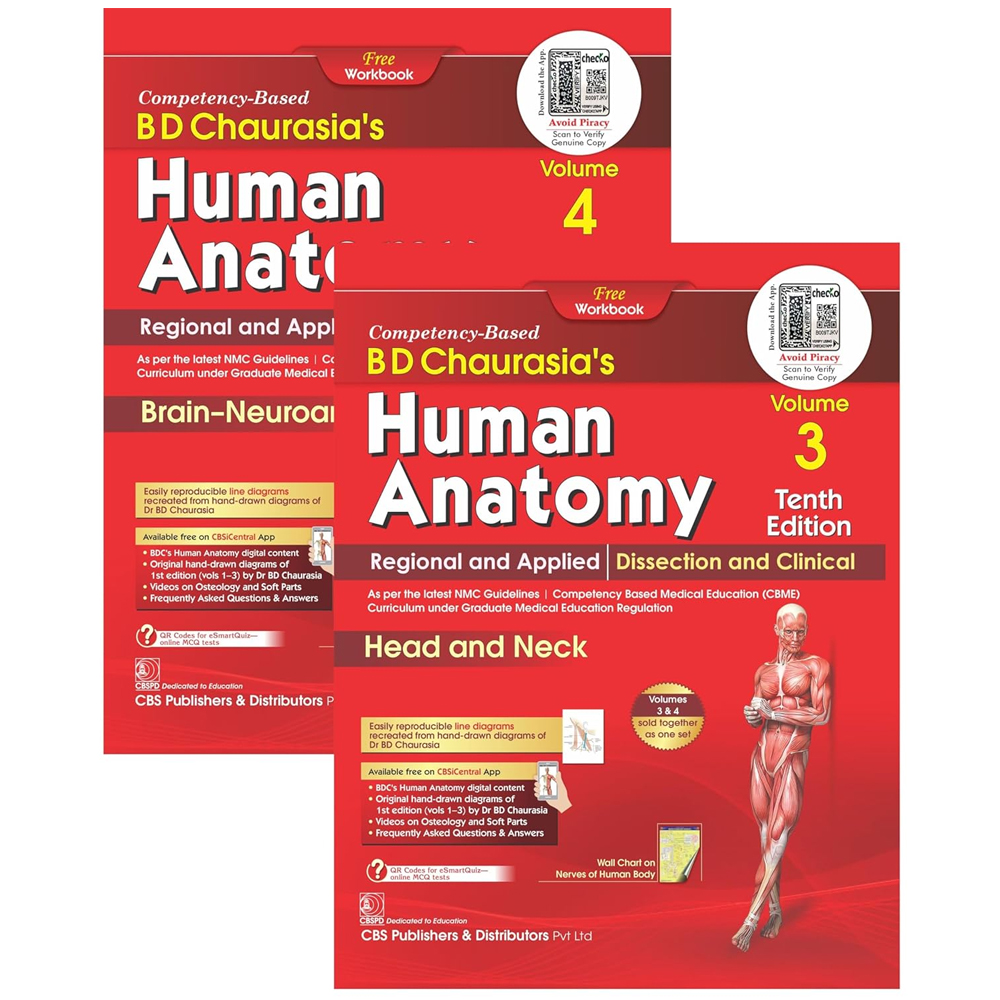 BD Chaurasia's Human Anatomy 10th Edition With Free Workbooks + E-Book (PB - 2025)