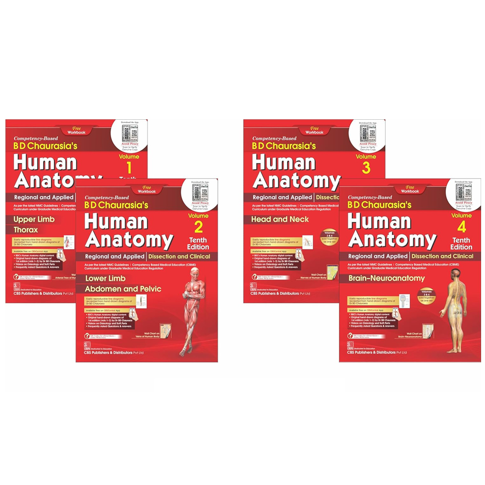 BD Chaurasia's Human Anatomy 10th Edition Combo Set - Volume 1, 2, 3 & 4