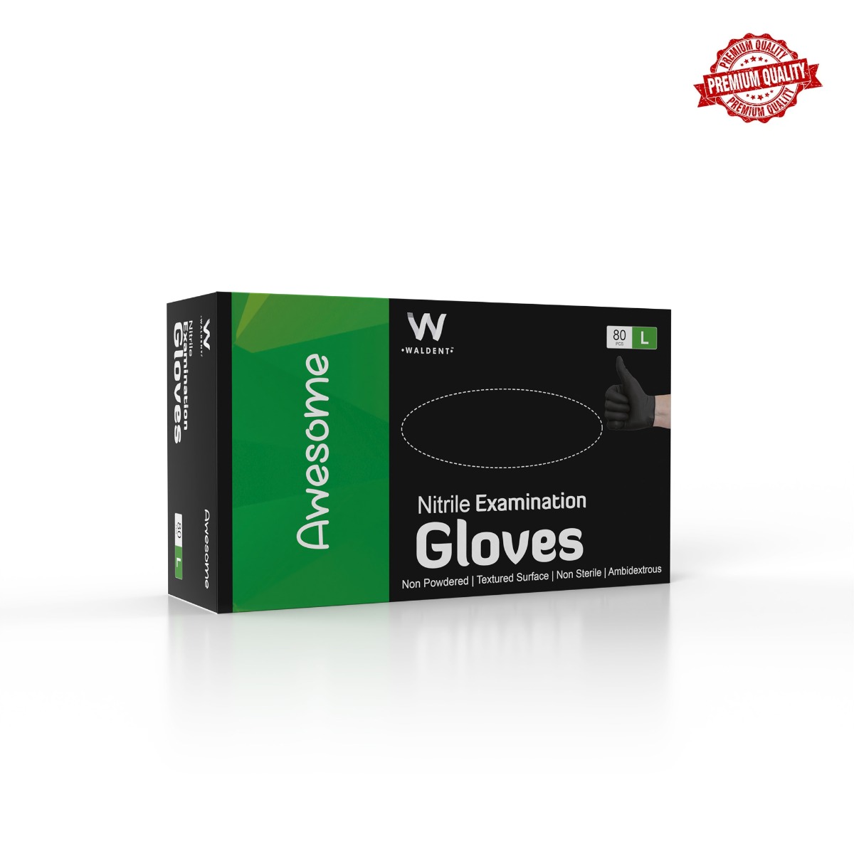 Waldent Nitrile Examination Gloves- Black