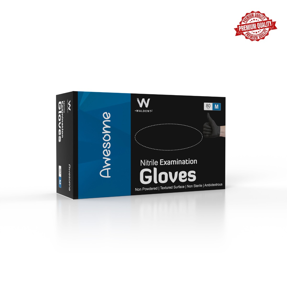 Waldent Nitrile Examination Gloves- Black