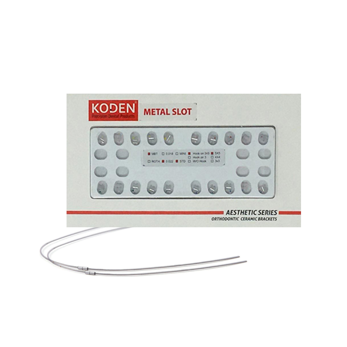 Koden Cera Lock Ceramic Self Ligating Bracket Kit MBT 022 With 3 Sets of Cu NiTi Archwires