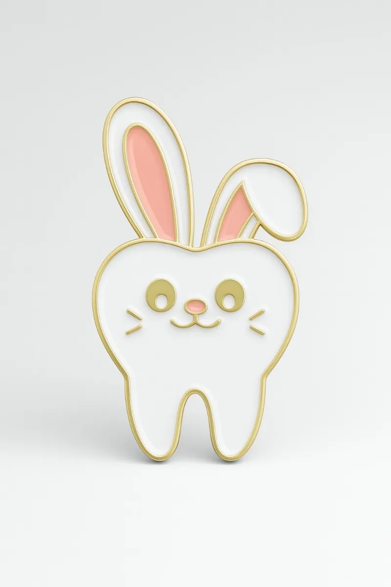 iDentical Tooth With Rabbit Ear Shape Brooch - Pack of 1 (ZYR-7359)