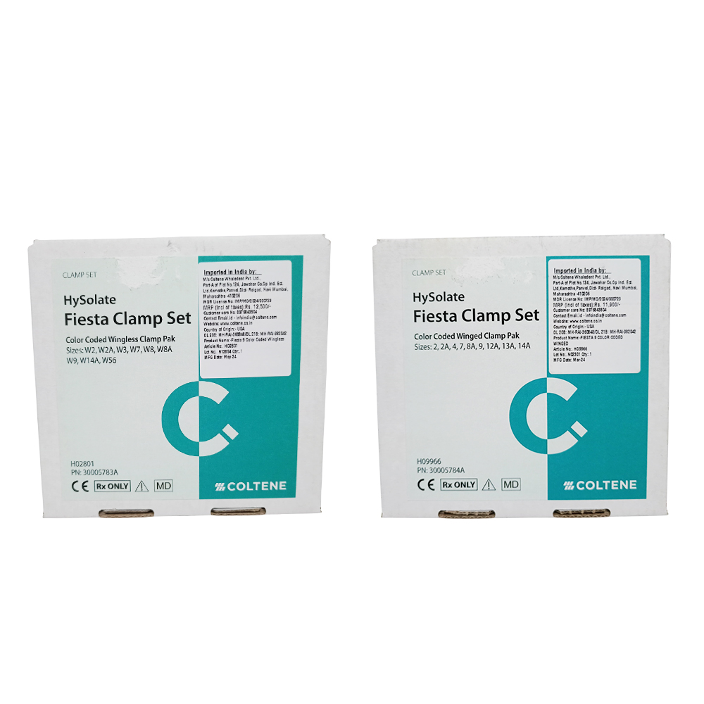 Coltene Hysolate Fiesta Color Coded Dental Dam Clamps Kit and Refills