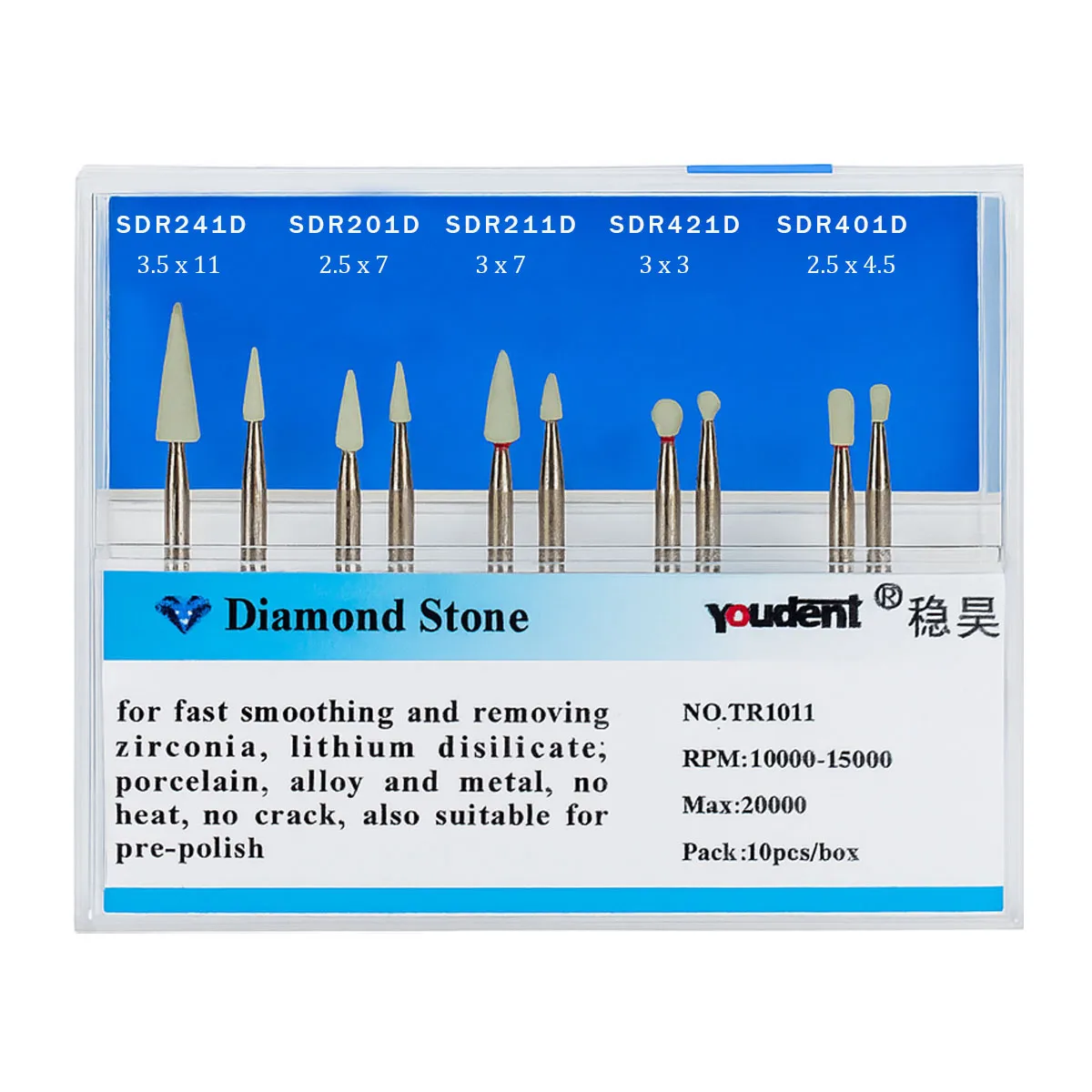 Youdent Diamond Stones For Zirconia, Ceramic, Porcelain & Metal RA