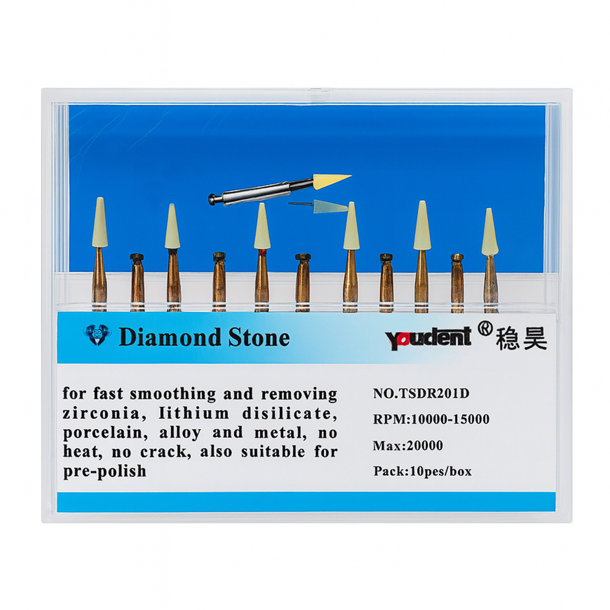Youdent Diamond Stones For Zirconia, Ceramic, Porcelain & Metal RA