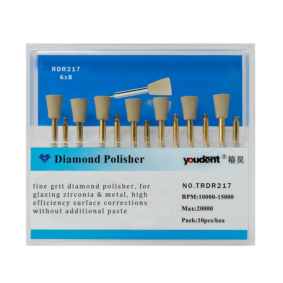 Youdent Diamond Polishers Kit For Zirconia RA (TRDR217)
