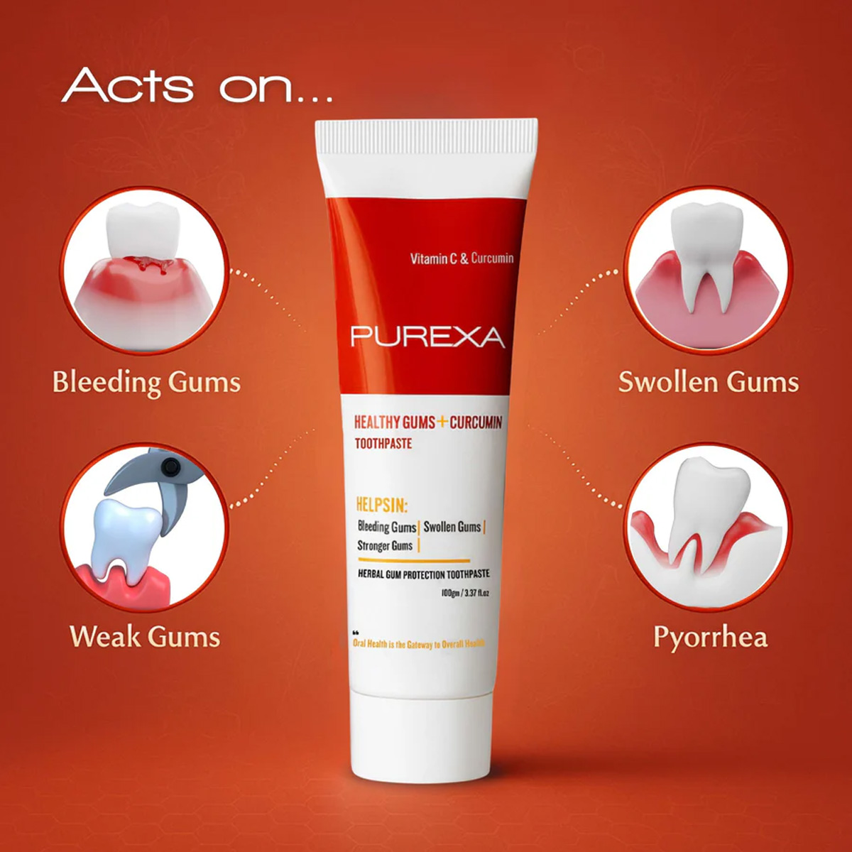 Purexa Healthy Gums + Curcumin Toothpaste (Pack Of 10)