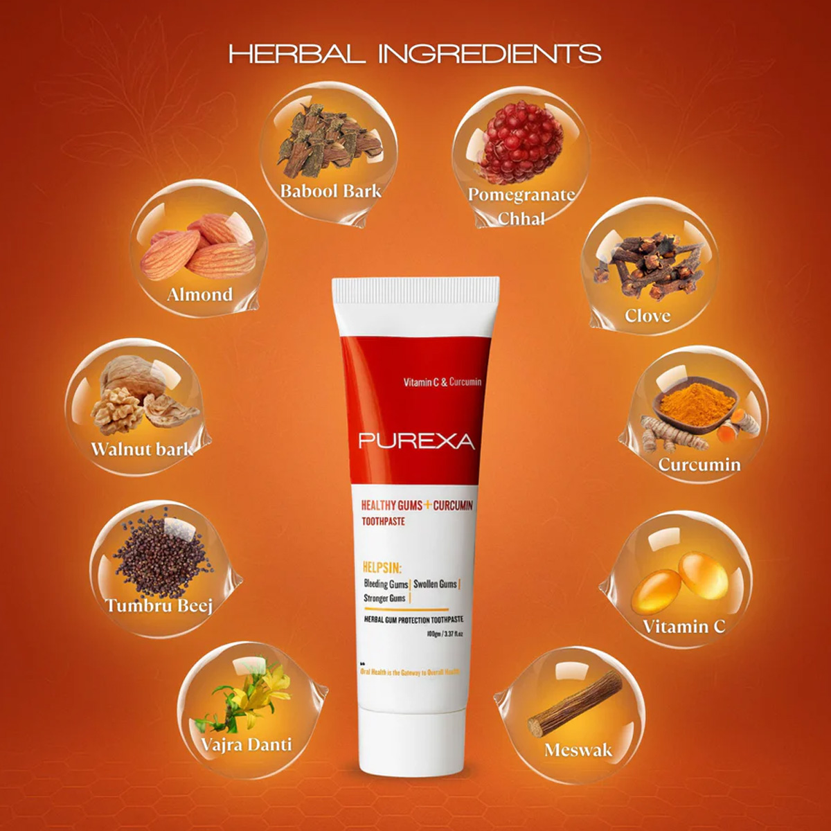 Purexa Healthy Gums + Curcumin Toothpaste (Pack Of 10)