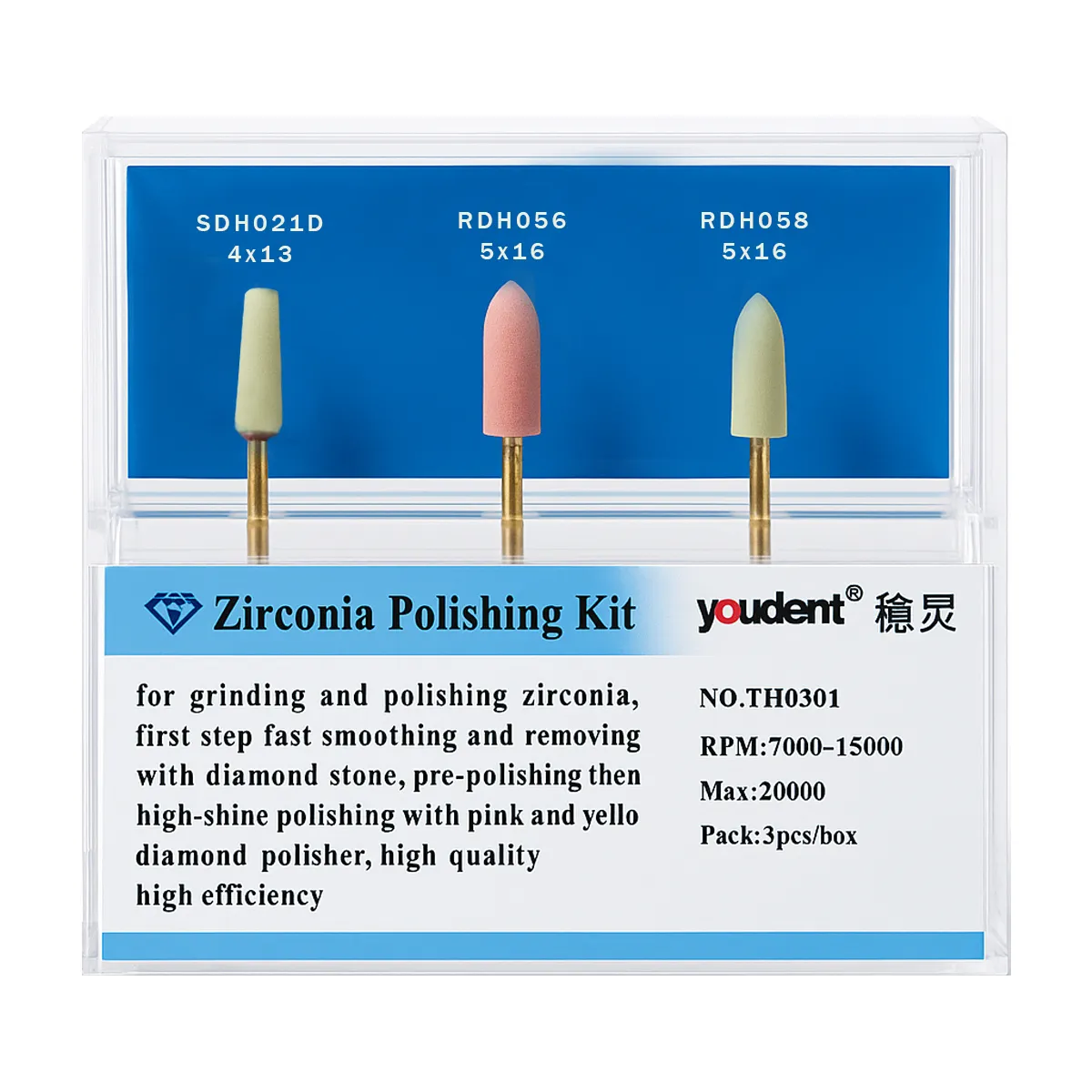 Youdent Zirconia Grinding & Polishing Assorted Kit HP