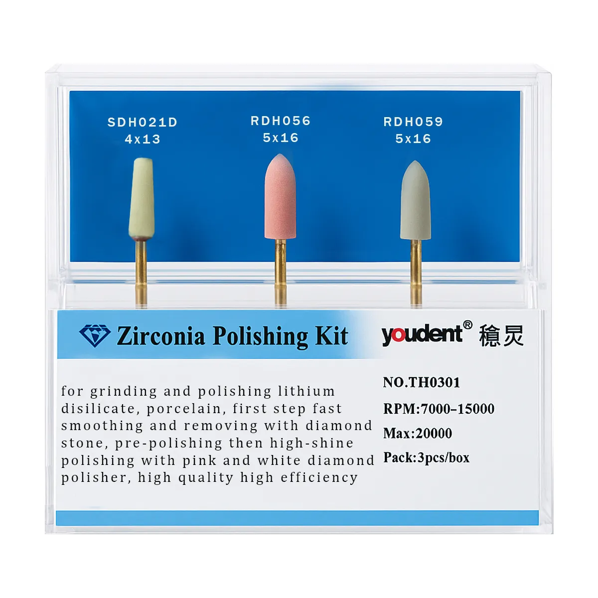 Youdent Ceramic & Porcelain Grinding & Polishing Assorted Kit HP