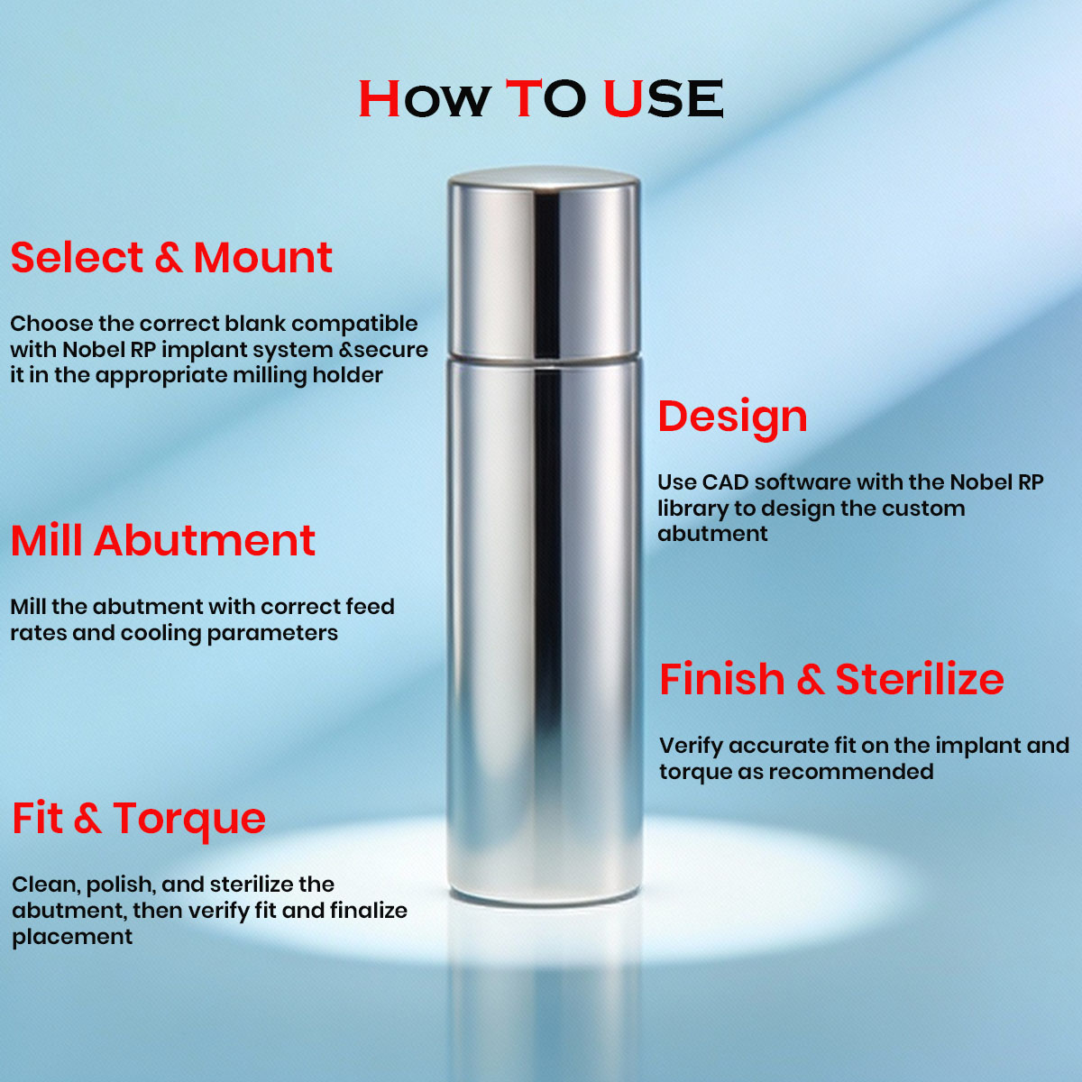 Dentaltech Nobel RP Implant Compatible Premill Abutment Blank (NOBRP -TZ)