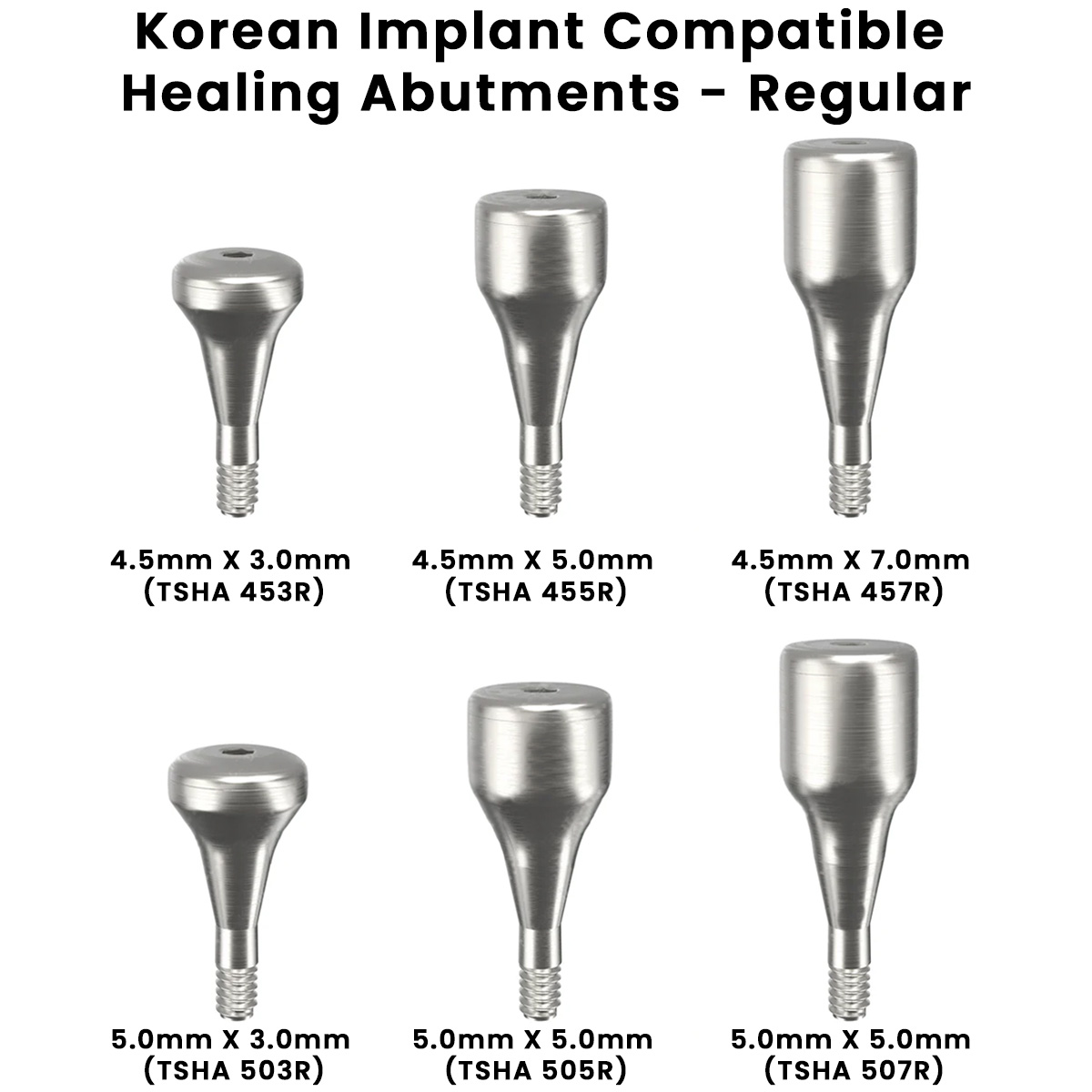 Dentaltech Korean Implant Compatible Healing Abutments - Regular
