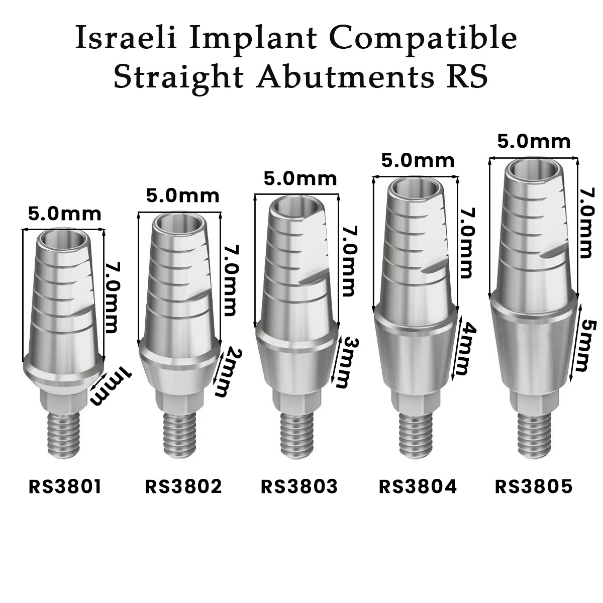 Dentaltech Israeli Implant Compatible Straight Abutments RS