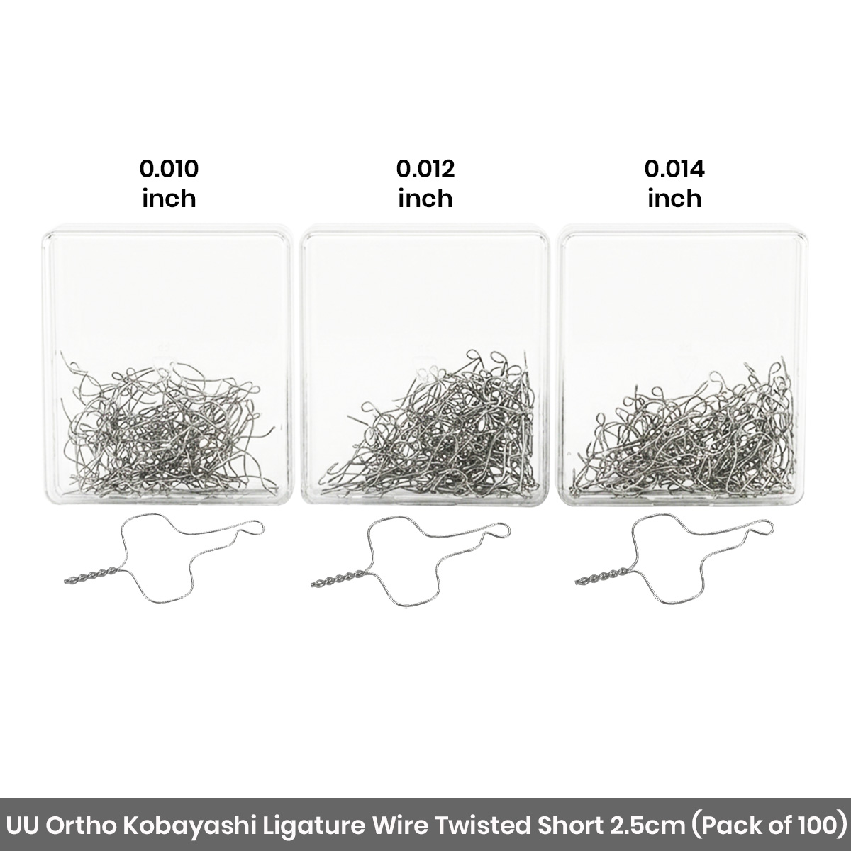 UU Ortho Kobayashi Ligature Wire Twisted Short 2.5cm (Pack of 100)