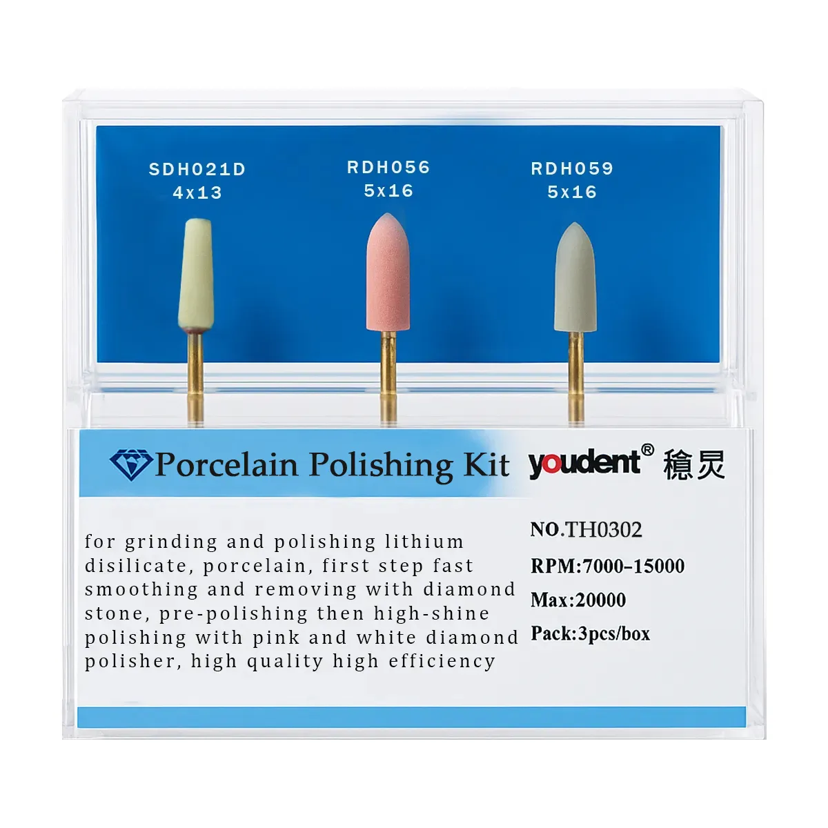 Youdent Ceramic & Porcelain Grinding & Polishing Assorted Kit HP