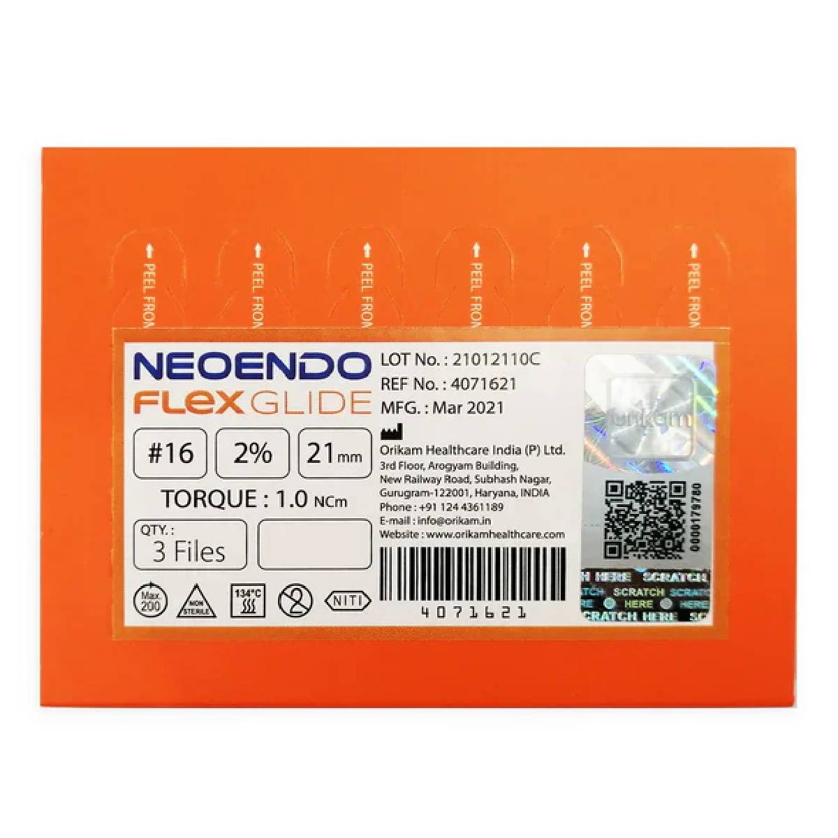 Neoendo Flex Glide Rotary Files (Pack of 3)