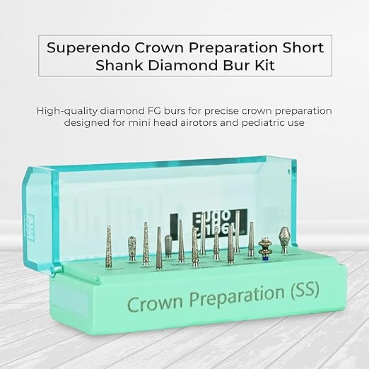 Superendo Crown Preparation Short Shank Diamond Bur Kit