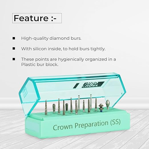 Superendo Crown Preparation Short Shank Diamond Bur Kit