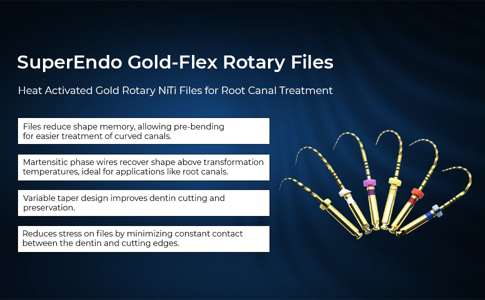 SuperEndo Gold-Flex Rotary Files (Pack of 6)