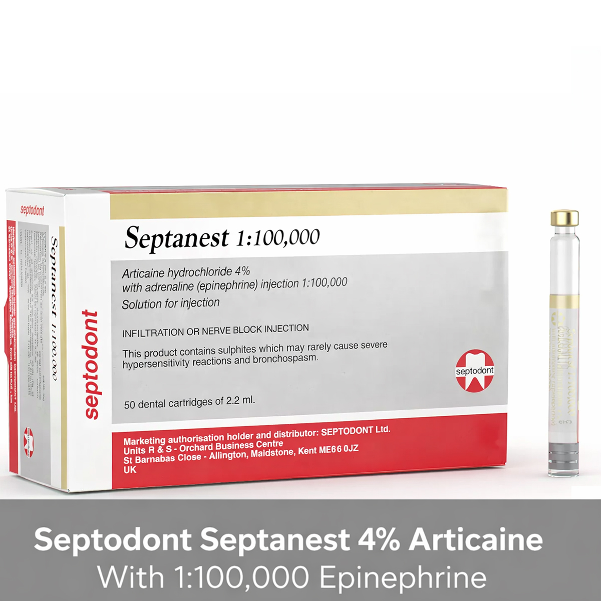 Septodont Septanest 4% Articaine With 1:100,000 Epinephrine