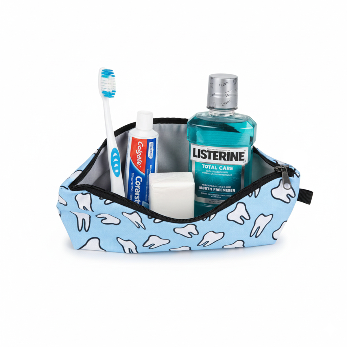 IDENTical Teeth Print Travel Pouch With Zipper