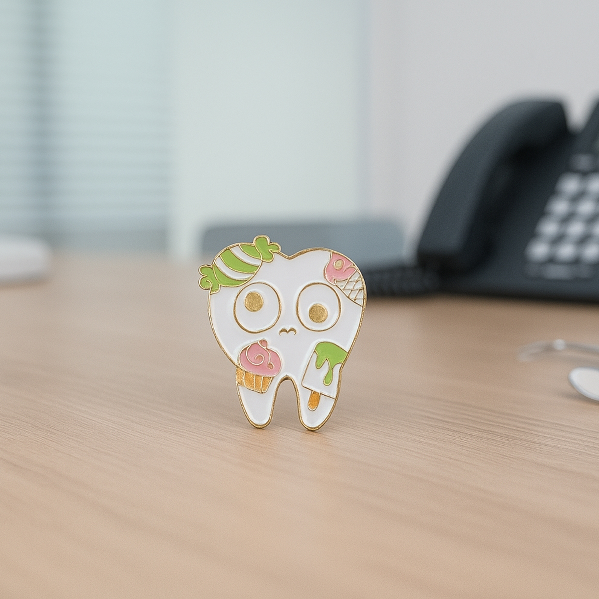 iDentical Tooth Shape Brooch With Candy Design - Pack Of 1 (ZYR-7363)