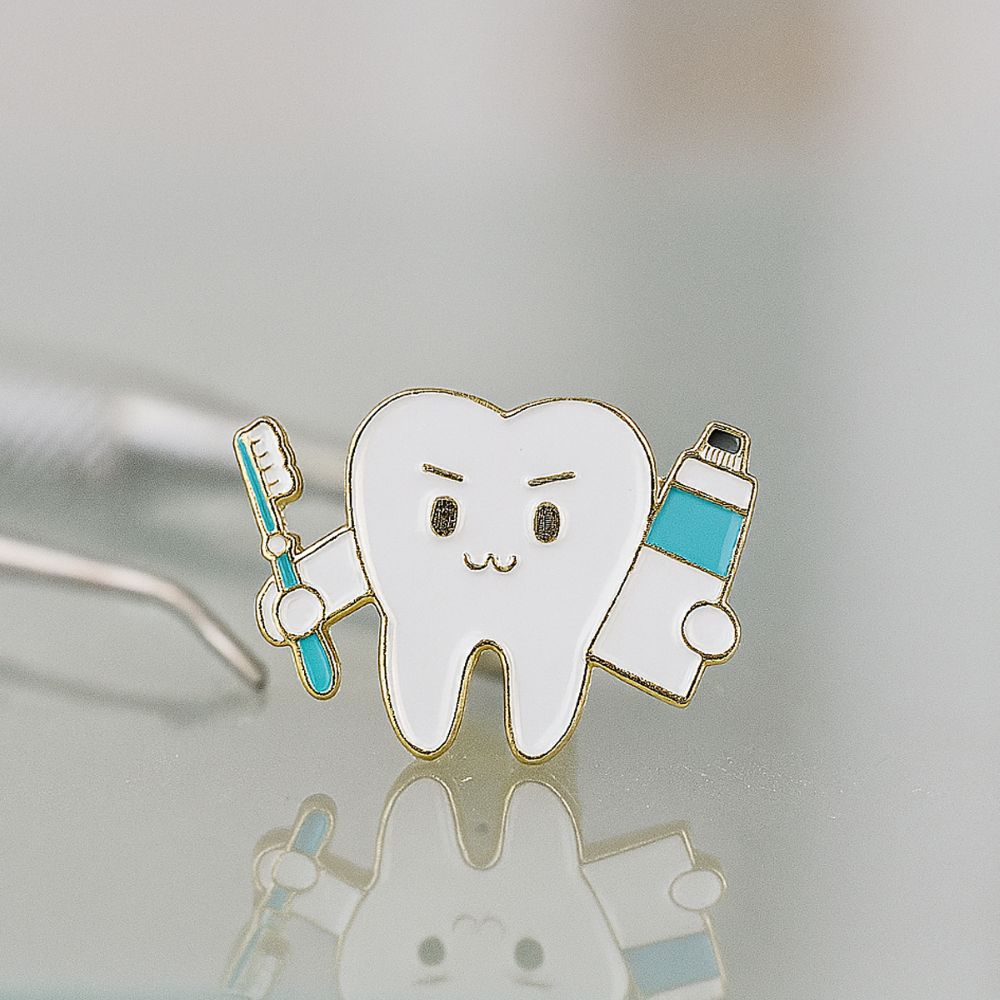 iDentical Tooth With Toothbrush & Toothpaste Shape Brooch - Pack Of 1 (ZYR-7367)