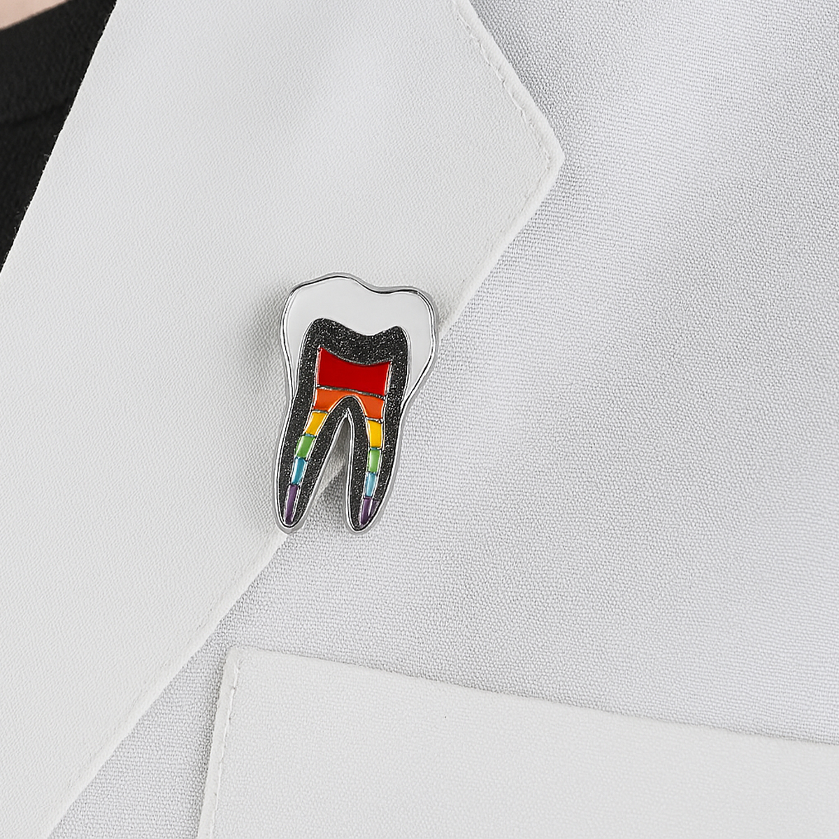 iDentical Tooth Shape Brooch With Rainbow Nerve Design – Pack Of 1 (ZYR-7412)