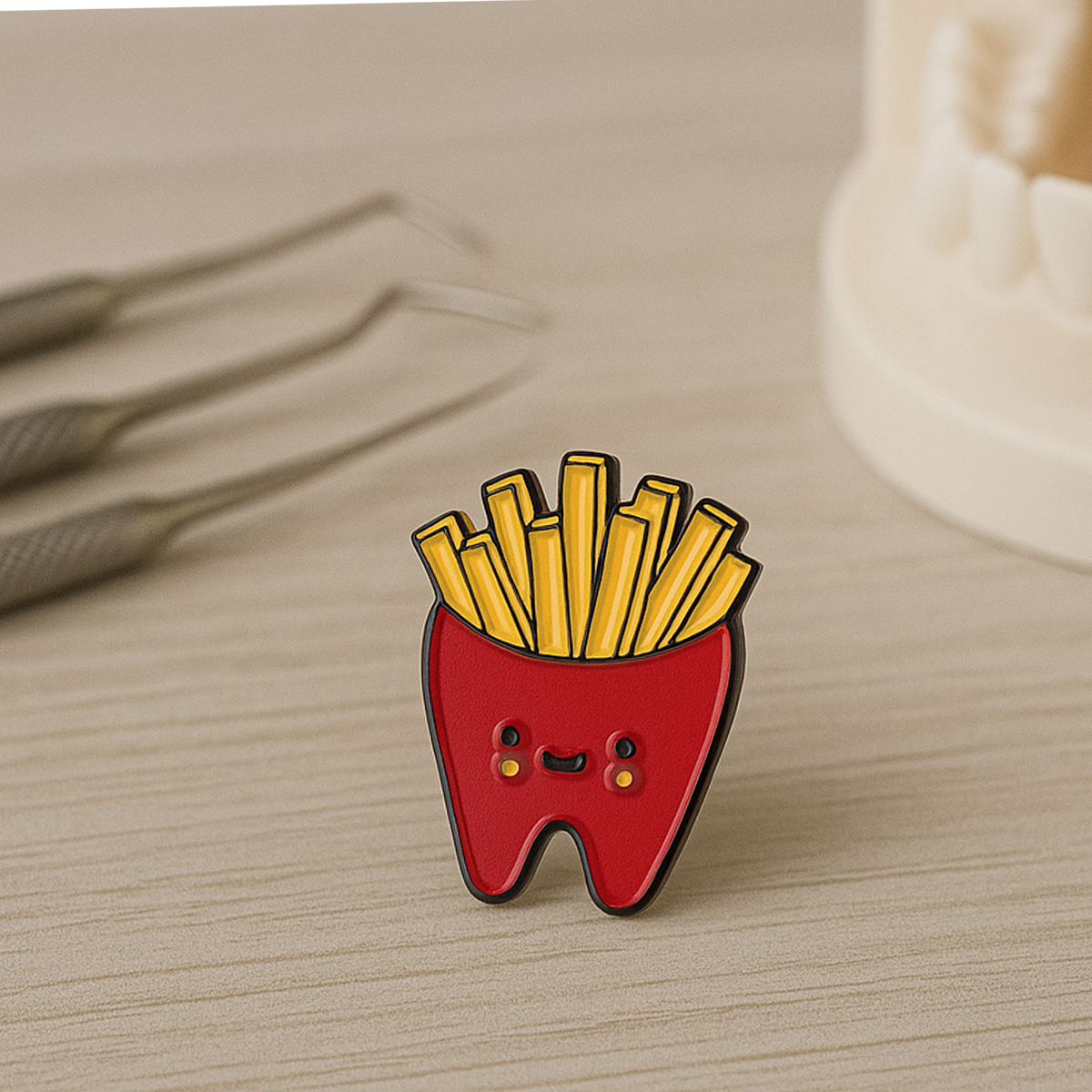 iDentical Tooth With Fries Shape Brooch - Pack of 1 (ZYR-7373)