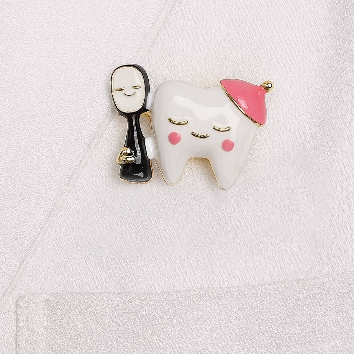 iDentical Tooth With Pink Cap & Toothbrush Shape Brooch – Pack of 1 (ZYR-4060)