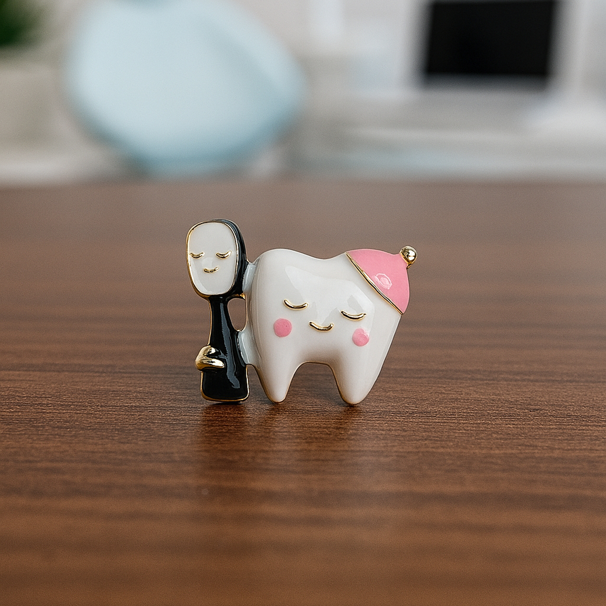 iDentical Tooth With Pink Cap & Toothbrush Shape Brooch – Pack of 1 (ZYR-4060)