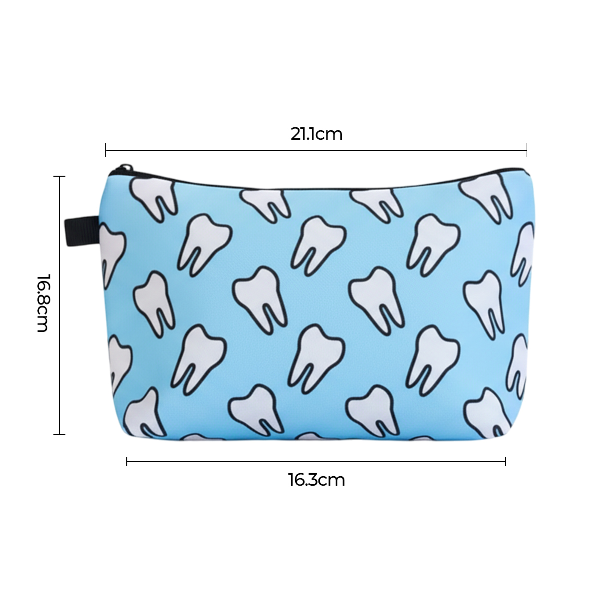 IDENTical Teeth Print Travel Pouch With Zipper
