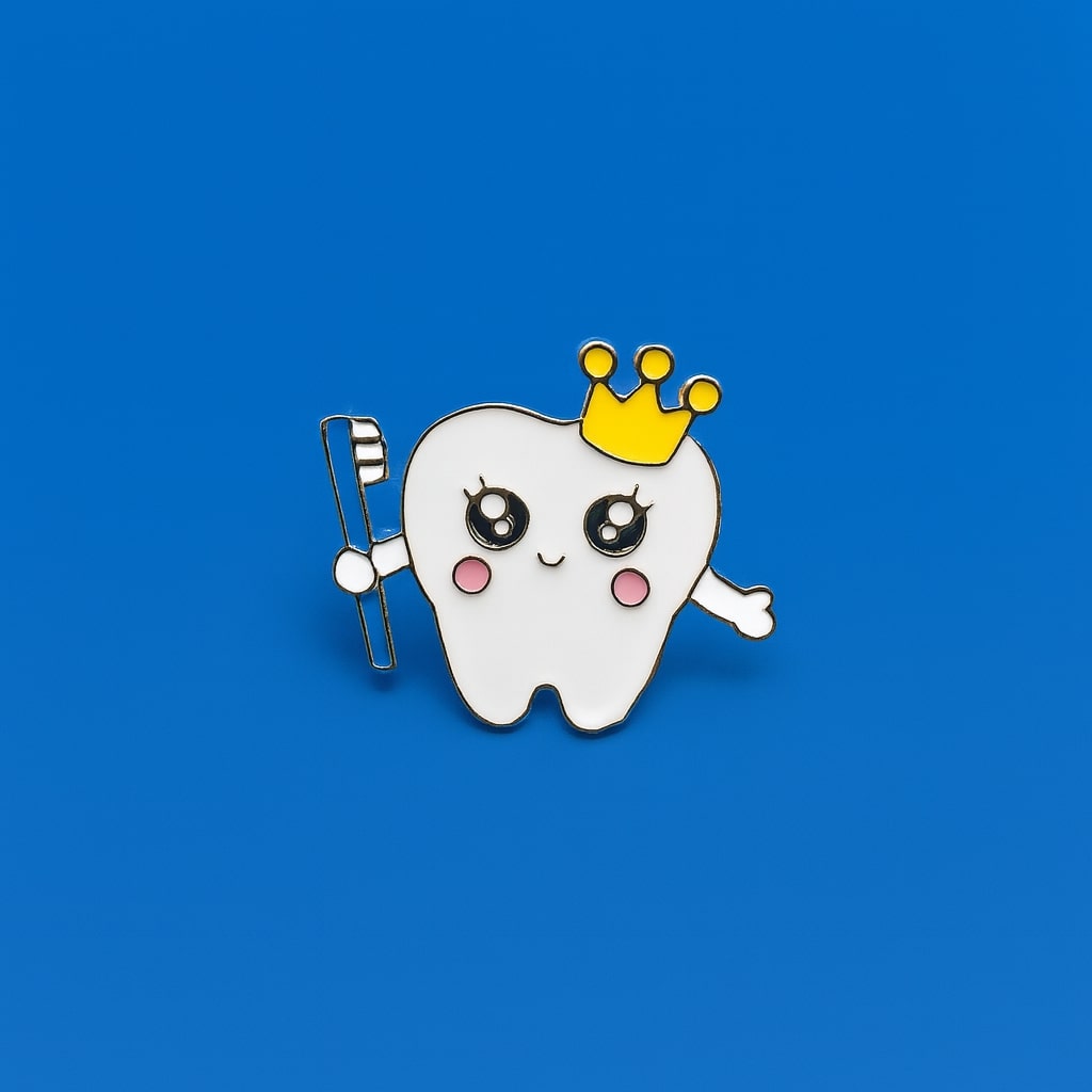 iDentical Tooth With Crown & Toothbrush Shape Brooch – Pack Of 1 (ZYR-7378)