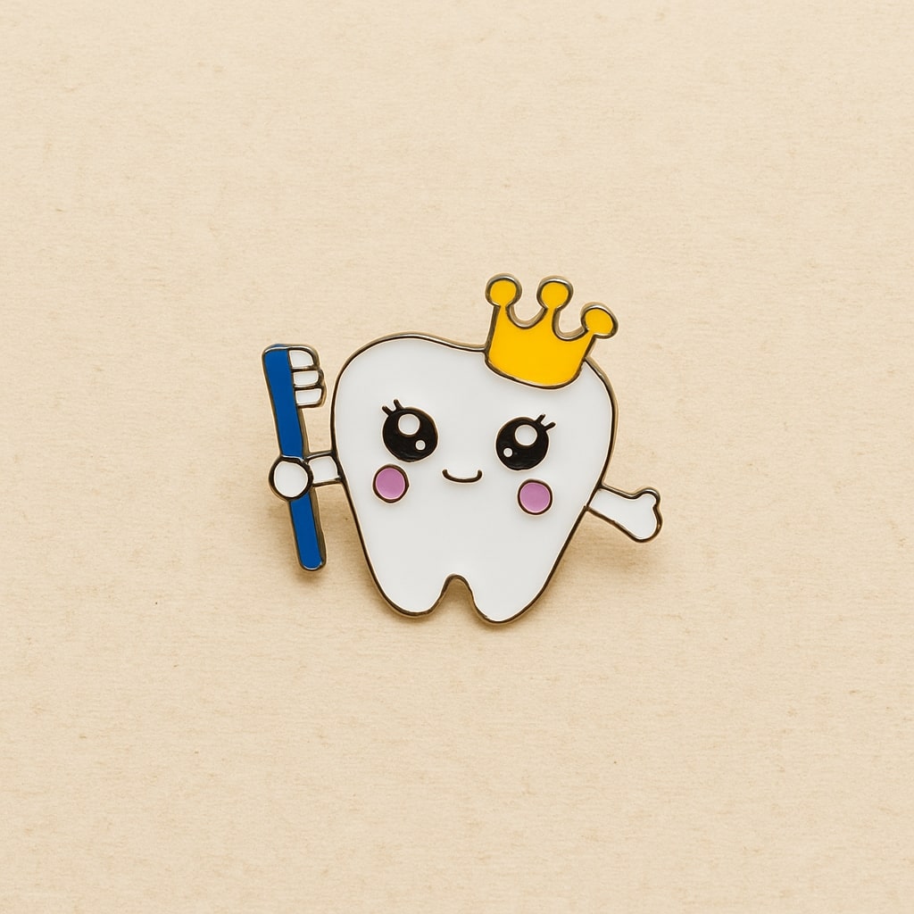 iDentical Tooth With Crown & Toothbrush Shape Brooch – Pack Of 1 (ZYR-7378)