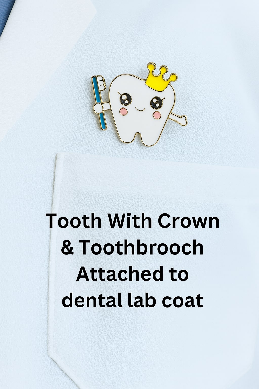 iDentical Tooth With Crown & Toothbrush Shape Brooch – Pack Of 1 (ZYR-7378)
