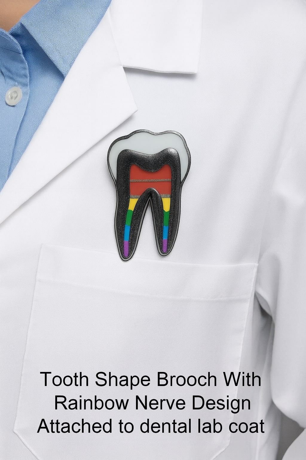 iDentical Tooth Shape Brooch With Rainbow Nerve Design – Pack Of 1 (ZYR-7412)