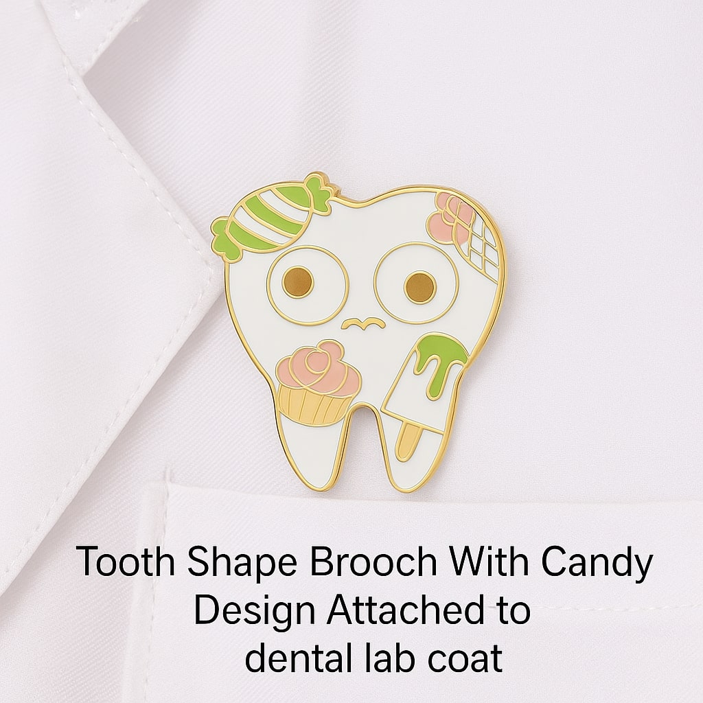 iDentical Tooth Shape Brooch With Candy Design - Pack Of 1 (ZYR-7363)
