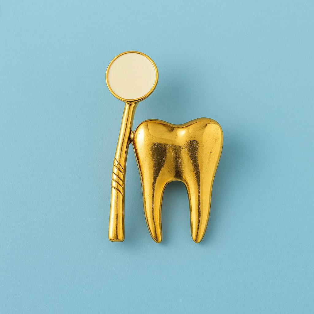 iDentical Golden Crown With Mirror Tooth Shape Brooch - Pack of 1 (ZYR-7422)