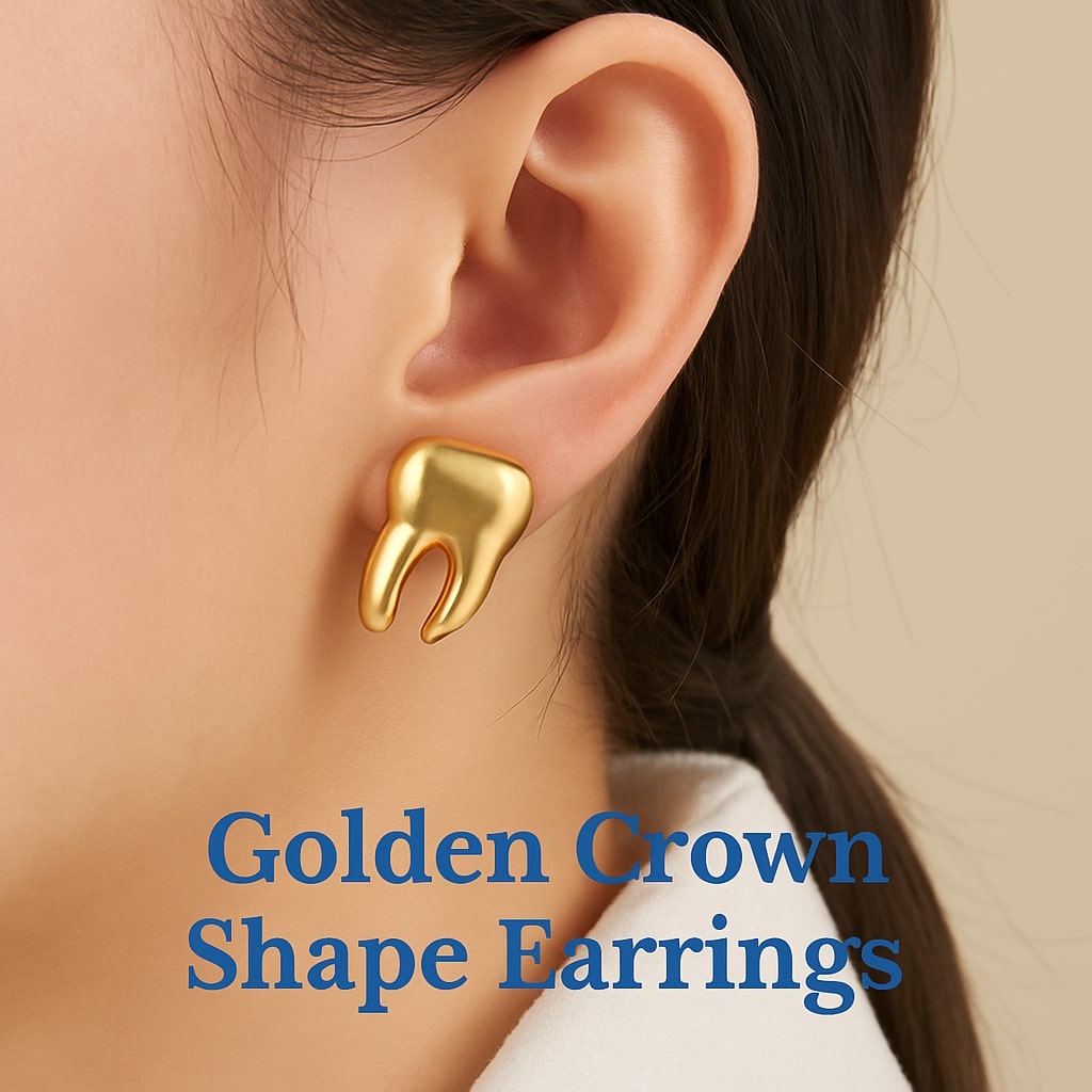 iDentical Golden Crown Shape Earrings - Set Of 1 (ZYR-4072)