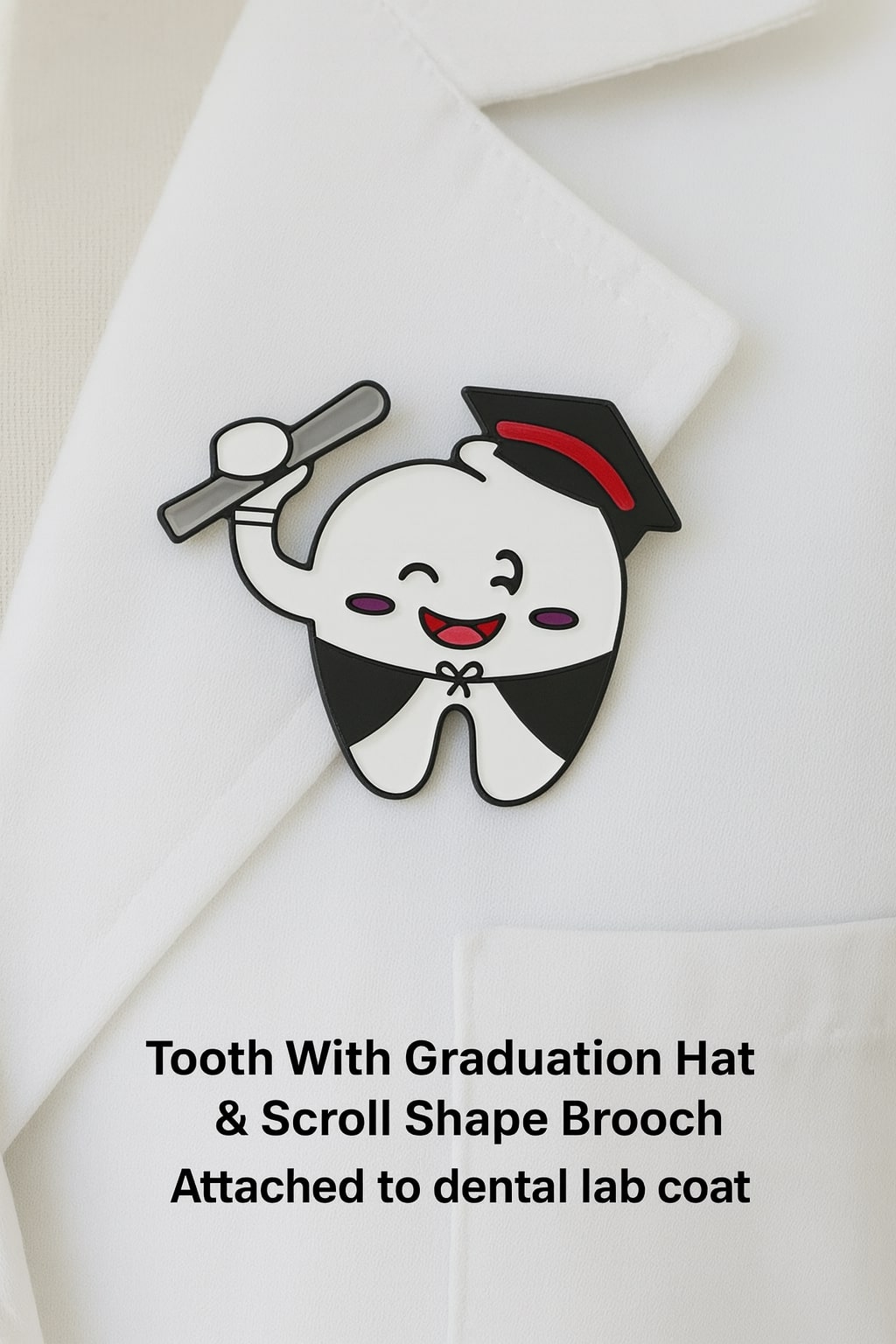 iDentical Tooth With Graduation Hat & Scroll Shape Brooch - Pack Of 1 (ZYR-4067)
