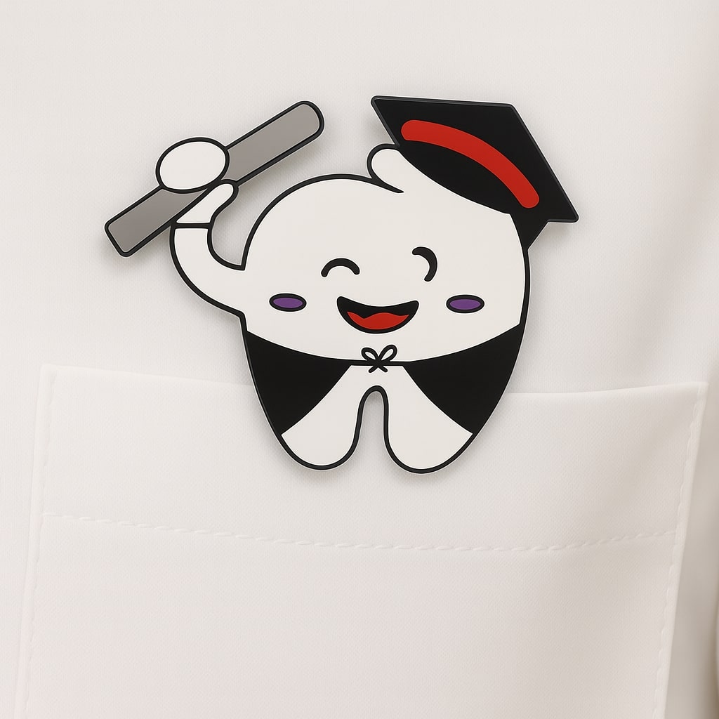iDentical Tooth With Graduation Hat & Scroll Shape Brooch - Pack Of 1 (ZYR-4067)