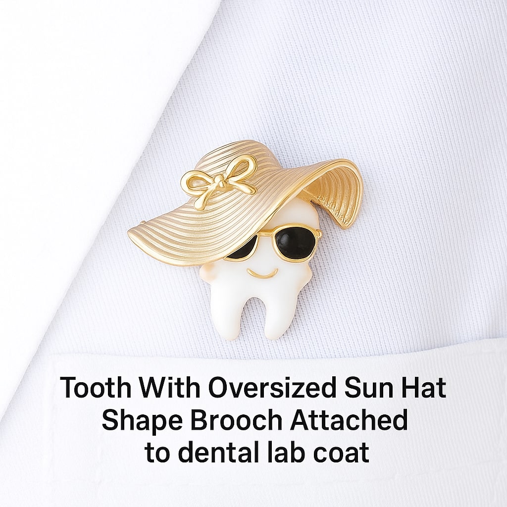 iDentical Tooth With Oversized Sun Hat Shape Brooch – Pack Of 1 (ZYR-7801)