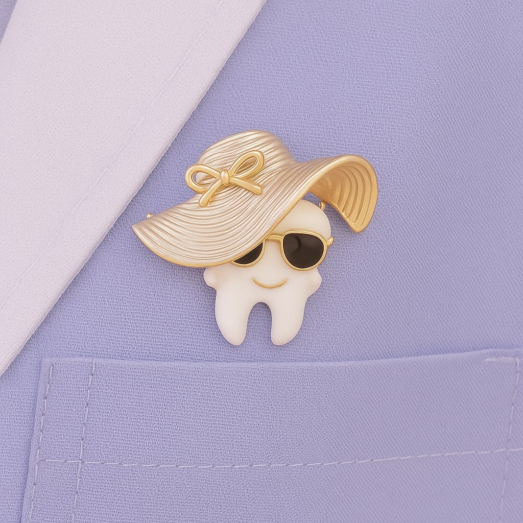 iDentical Tooth With Oversized Sun Hat Shape Brooch – Pack Of 1 (ZYR-7801)