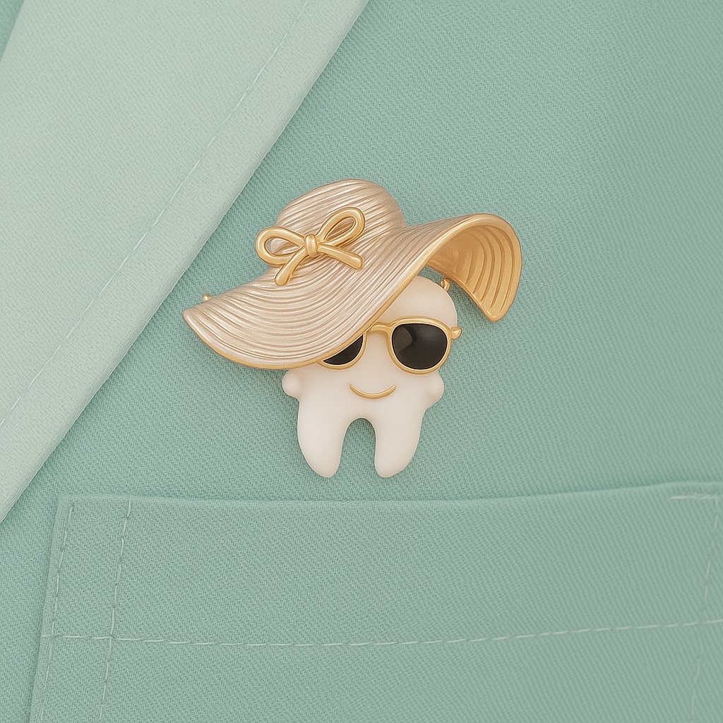 iDentical Tooth With Oversized Sun Hat Shape Brooch – Pack Of 1 (ZYR-7801)