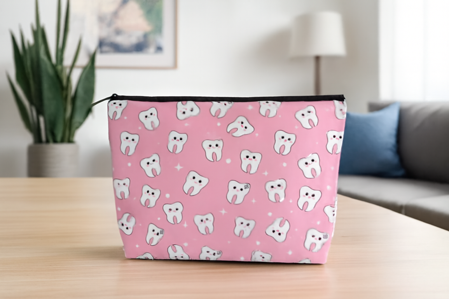 IDENTical Teeth Print Travel Pouch With Zipper