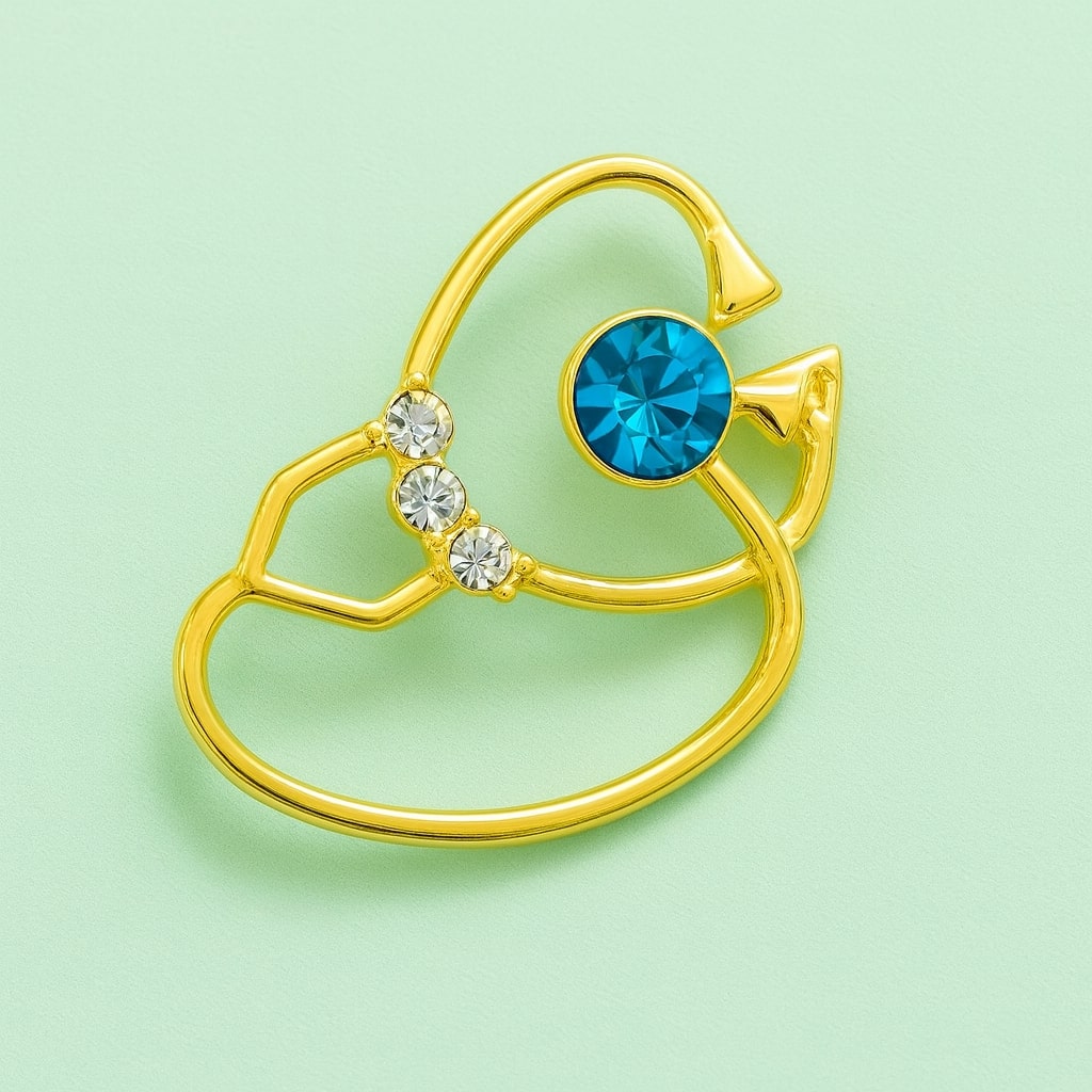 iDentical Stethoscope With Diamonds Shape Brooch - Pack of 1 (ZYR-7804)