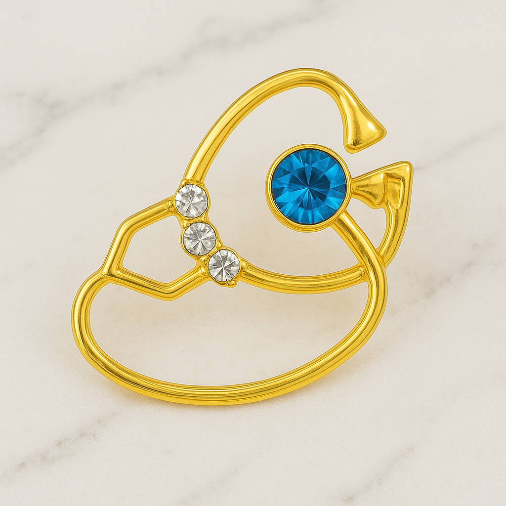 iDentical Stethoscope With Diamonds Shape Brooch - Pack of 1 (ZYR-7804)